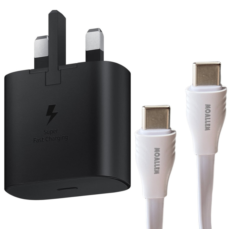 شارژر دیواری 25 وات معلم نوین مدل Galaxy A53 به همراه کابل USB-C