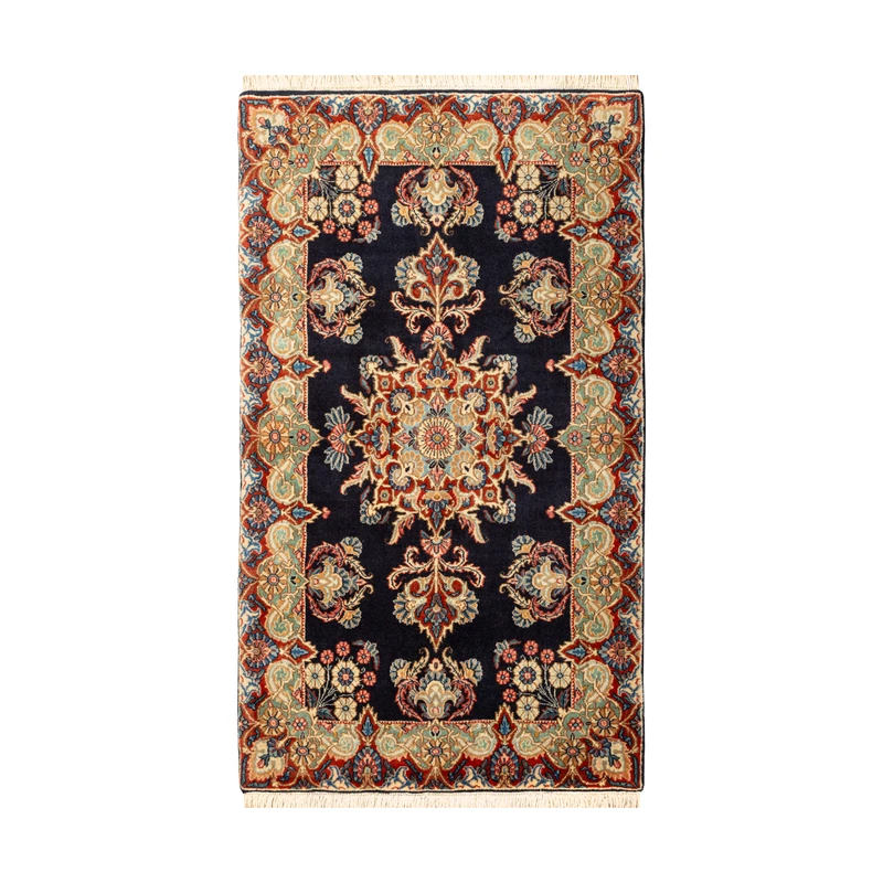 فرش دستبافت یک متری مدل کرمان کد  97P327 زمینه سرمه ای