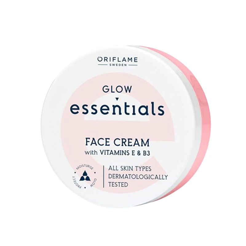 کرم ویتامینه صورت اوریفلیم مدل Glow Essentials مناسب برای انواع پوست حجم 75 میلی لیتر