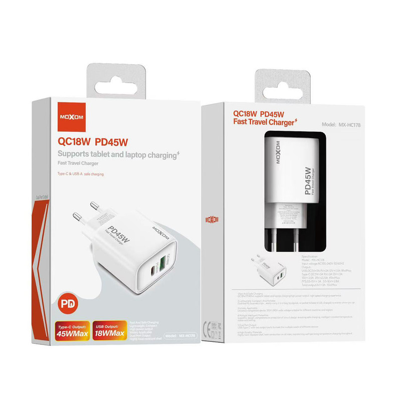 شارژر دیواری 45 موکسوم مدل S24 ULTRA به همراه کابل USB-C