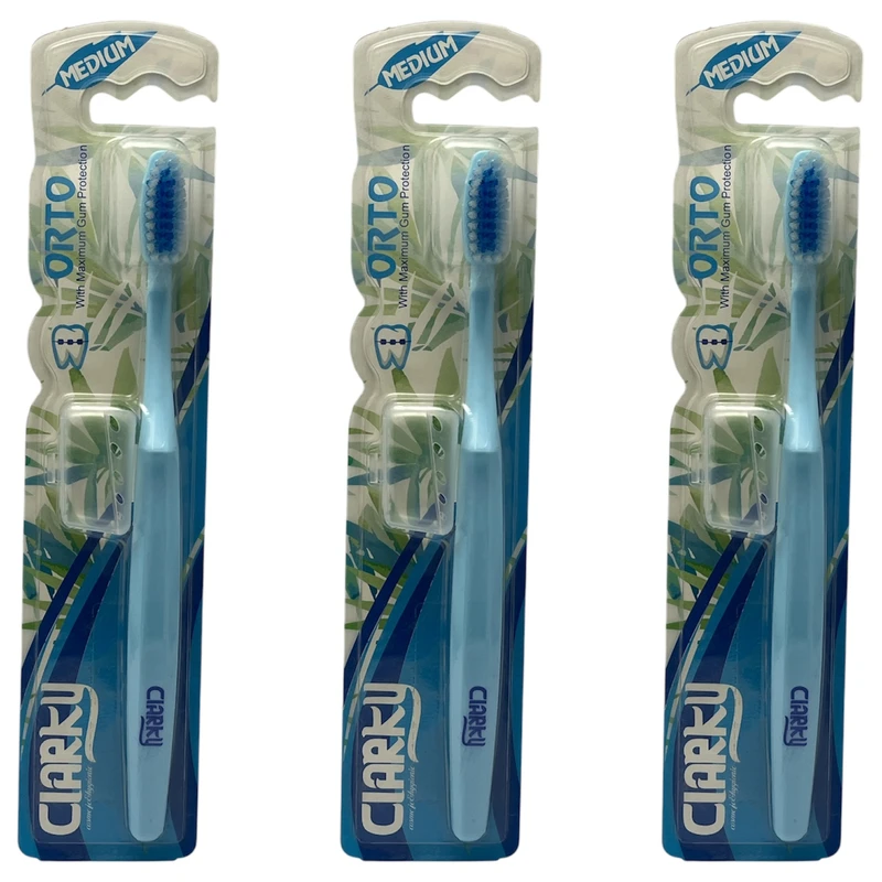 مسواک کلارکی مدل Orto با برس متوسط مجموعه 3 عددی