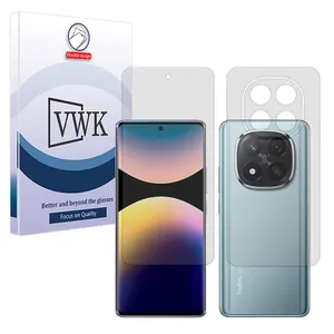 VWK Transparent model Tough screen protector suitable for Xiaomi Redmi Note 14 Pro Plus 5G mobile phone along with the back of the phone