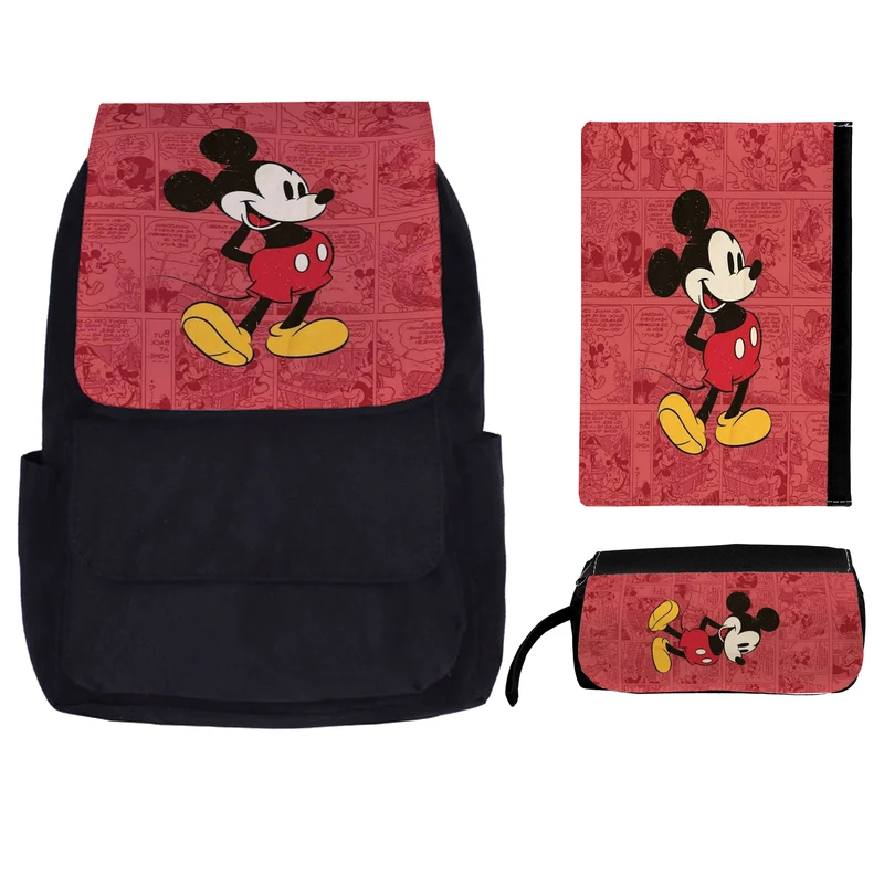 کوله پشتی طرح میکی موس کد kkj 66 به همراه جامدادی و کلاسور 