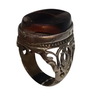 انگشتر نقره مردانه مدل عقیق یمنی AY2214195