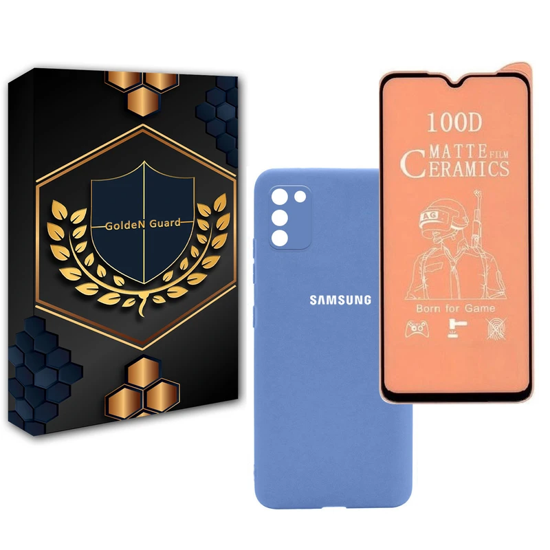 کاور گلدن گارد مدل سیلیکونی مناسب برای گوشی موبایل سامسونگ Galaxy A02Sبه همراه محافظ صفحه نمایش سرامیک مات