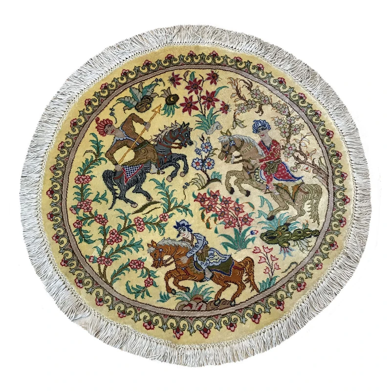 زیرتلفنی فرش دستبافت مدل شکارگاه کد YM. 263