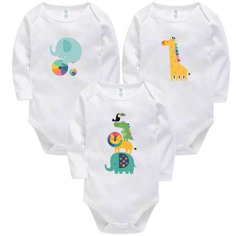 بادی آستین بلند نوزادی نیل کوک مدل Colorful Safari LSL مجموعه 3 عددی