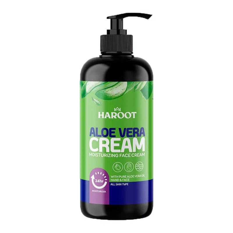 کرم مرطوب کننده دست و صورت هاروت مدل آلوئه ورا مناسب برای انواع پوست حجم 450 میلی لیتر