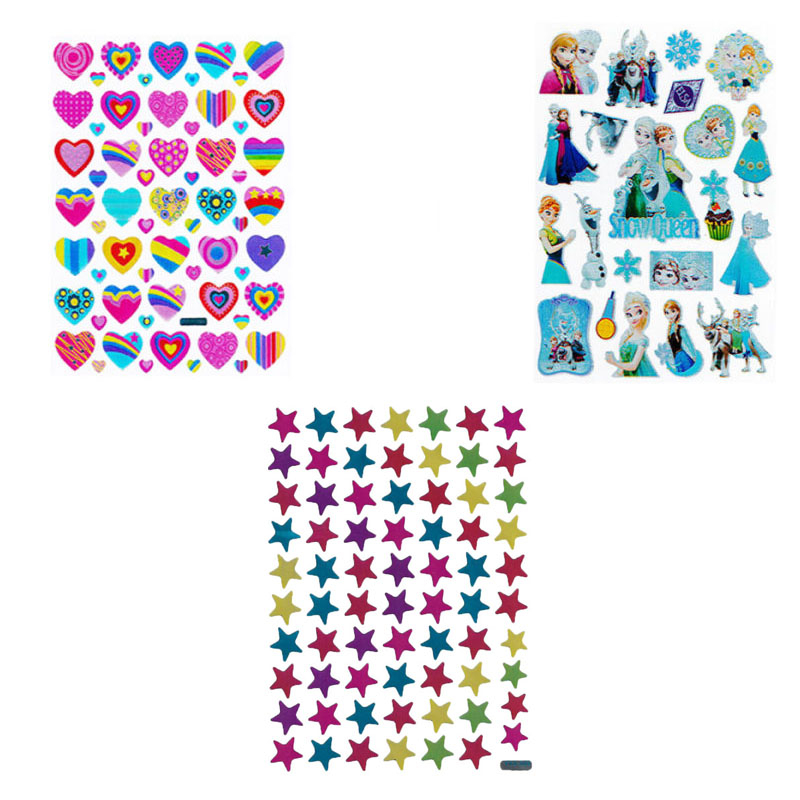 استیکر کودک طرح  ستاره و قلب و فروزن کد FT111 مجموعه 15 عددی