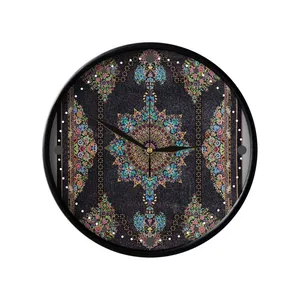 ساعت دیواری مدوپد طرح فرش قم دسته‌گل ترنجی مدل C-Ghom057