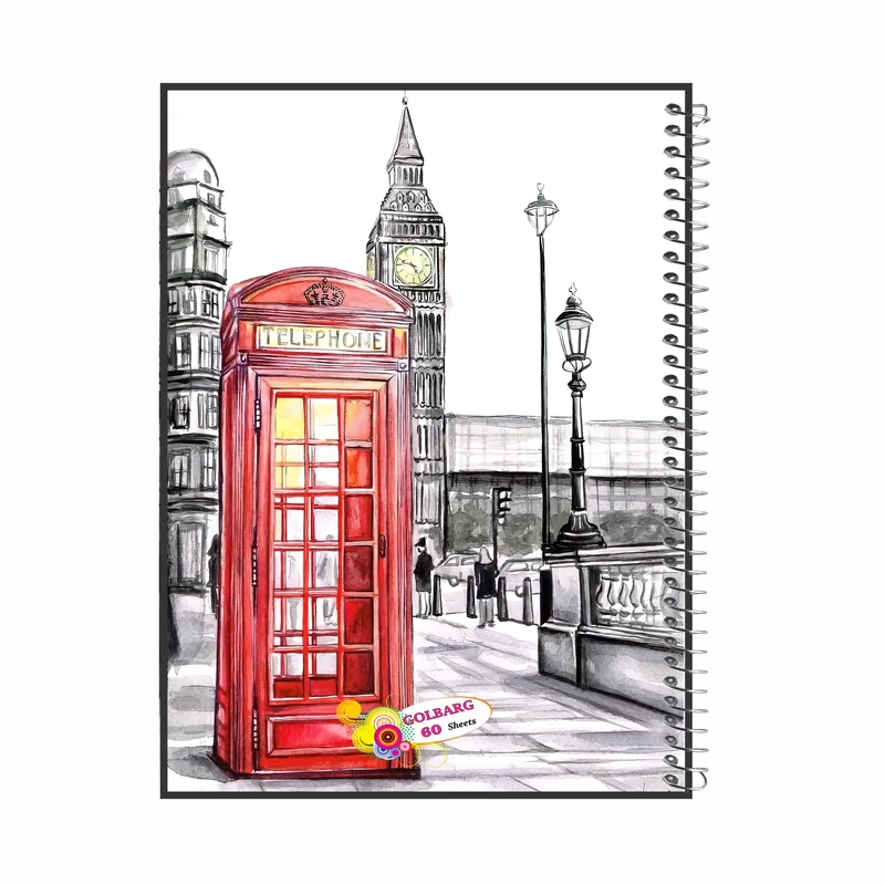 دفتر مشق 60 برگ گلبرگ مدل کیوسک تلفن کد 3203