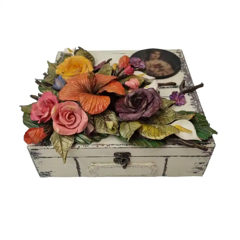 ست 3 تکه جاشمعی و جعبه هدیه مدل گل