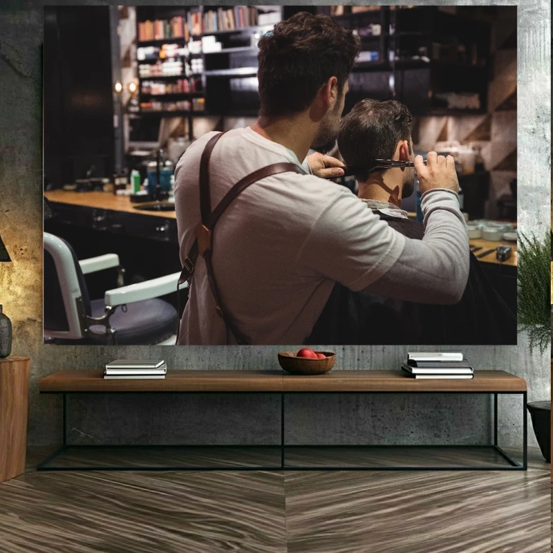 تابلو بوم طرح مخمل ارایشگاه مدل پیرایش مردانه کد BK23432