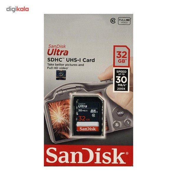 کارت حافظه SDHC سن دیسک مدل Ultra کلاس 10 استاندارد UHS-I U1 سرعت 200X 30MBps ظرفیت 32 گیگابایت