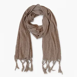 شال زنانه مدل پلیسه پاییزه ریشه دار