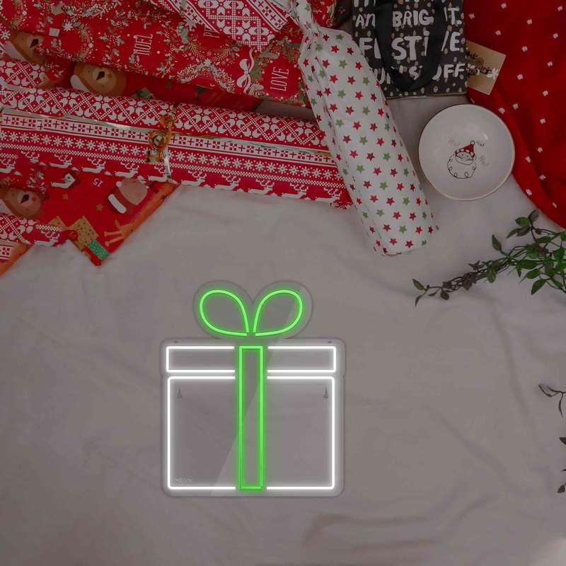 چراغ دیواری نئون دیزاین طرح Gift-Box_GR