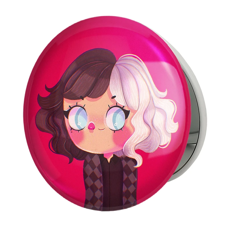 آینه جیبی خندالو طرح کروئلا Cruella مدل تاشو کد 10756 