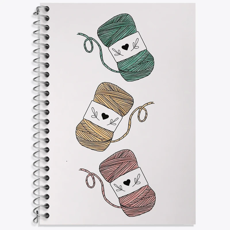 دفتر زبان 50 برگ خندالو مدل دو خط طرح کاموا و بافتنی کد N2015