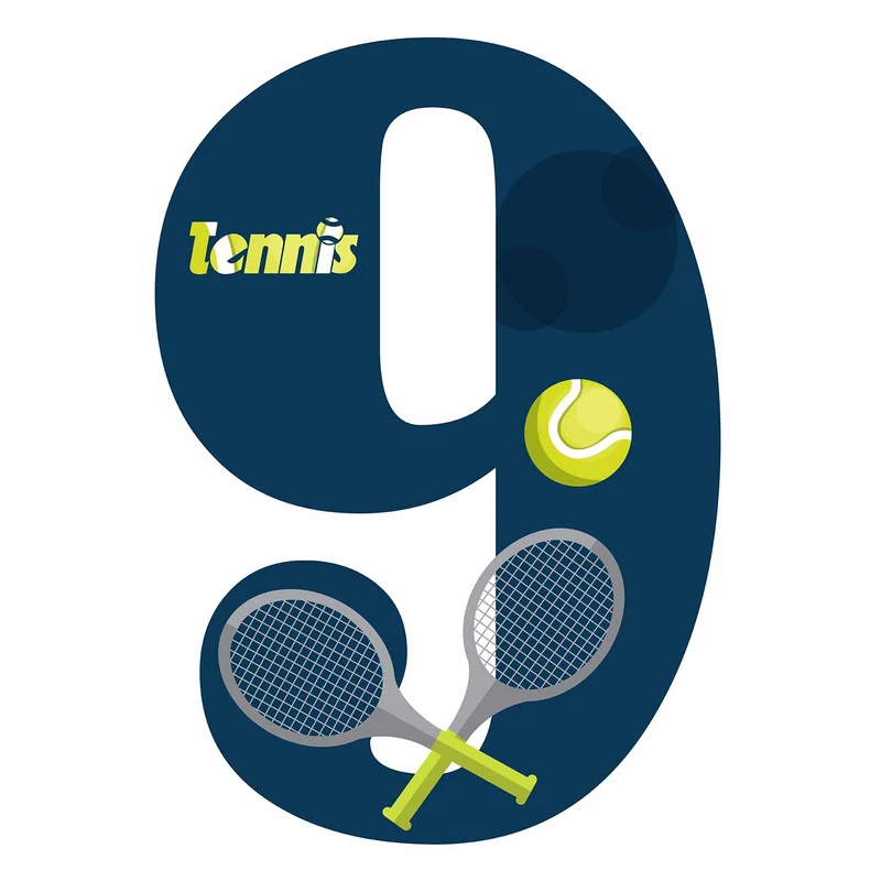 استند رومیزی تولد مدل عدد 9 طرح تنیس کد 1362