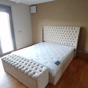 تخت خواب دو نفره مدل شیرین سایز 160×200 سانتی متر به همراه پاف