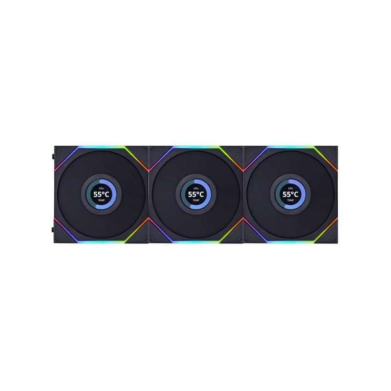 فن کیس لیان لی مدل UNI FAN TL 120 LCD Reverse Black بسته 3 عددی