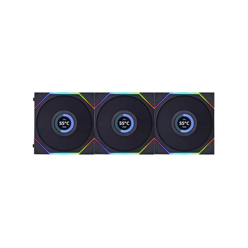 فن کیس لیان لی مدل UNI FAN TL 120 LCD Reverse Black بسته 3 عددی