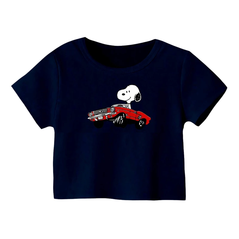 کراپ‌ تی‌شرت آستین کوتاه زنانه مدل اسنوپی کد 15