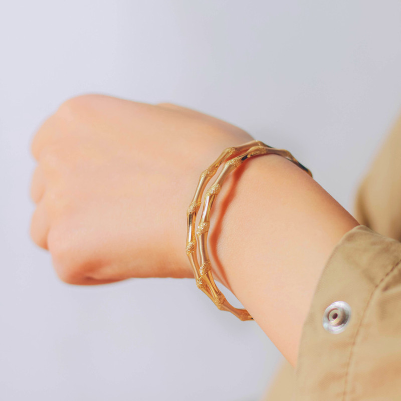 النگو طلا 18 عیار زنانه زرالتون مدل بامبو کد 4