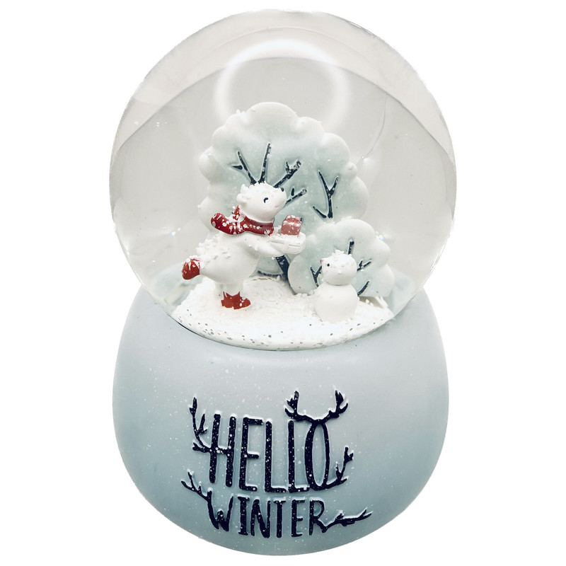 گوی موزیکال مدل پمپی مجسمه چرخشی HELLO WINTER طرح درخت زمستانی کد RPA9058