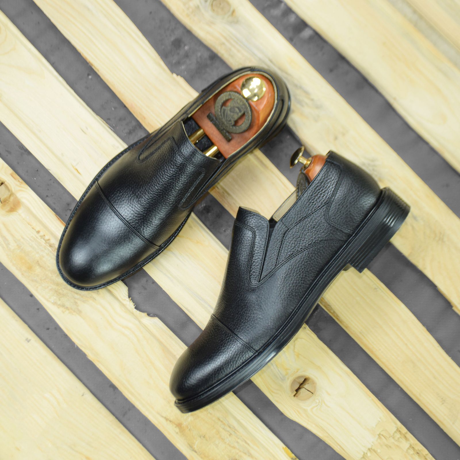 کفش مردانه کرمانی مدل چرم طبیعی دستدوز طبی کد 1082 - - 5