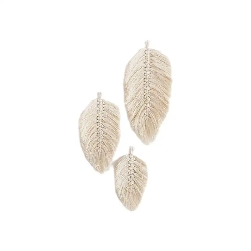 آویز بافتنی مدل برگ مکرومه بسته 3 عددی