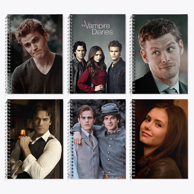 دفتر زبان 50 برگ خندالو مدل دو خط طرح خاطرات خون آشام (The Vampire Diaries) کد 715 مجموعه 6 عددی