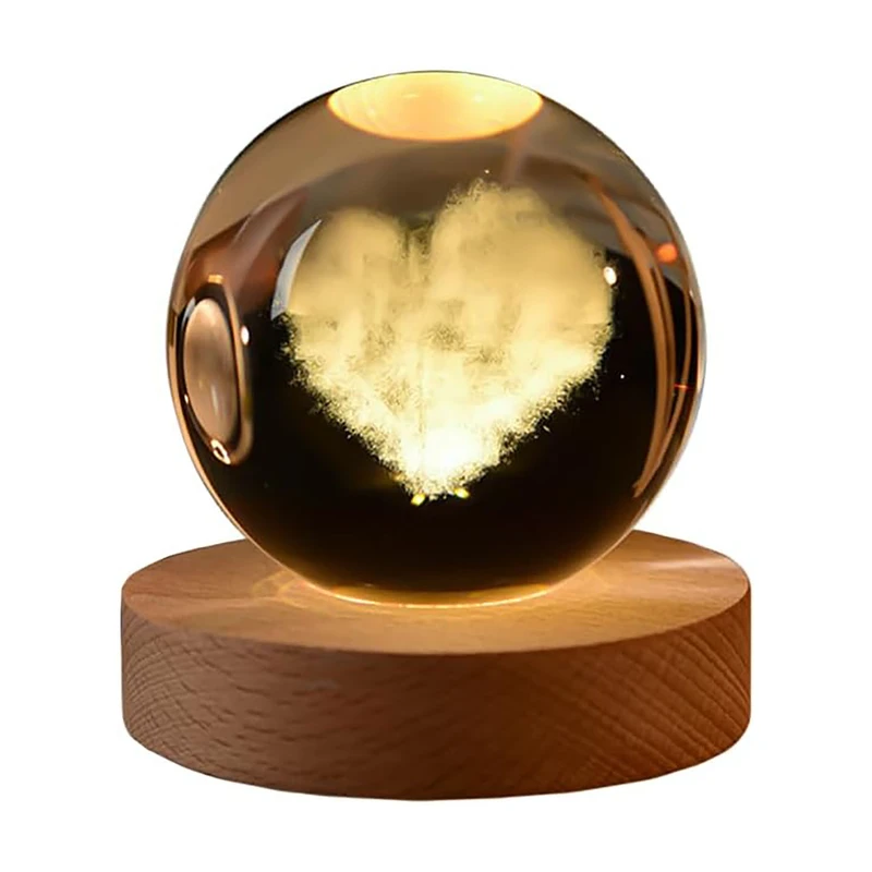 گوی مدل کریستال سه بعدی چراغ دار طرح قلب کد 3271