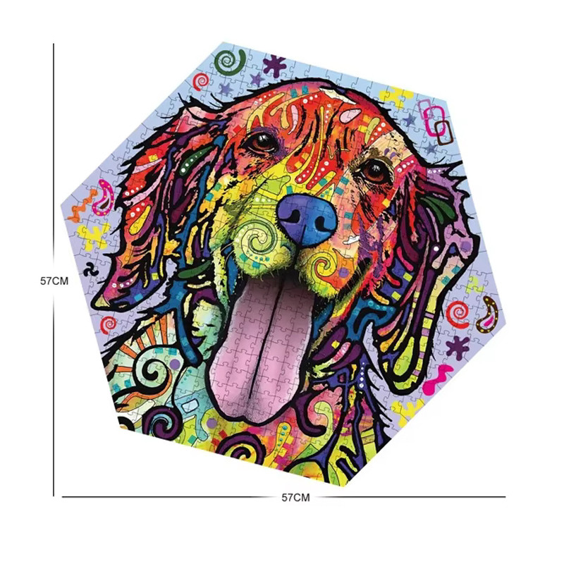 پازل 500 تکه طرح سگ مدل شش ضلعی