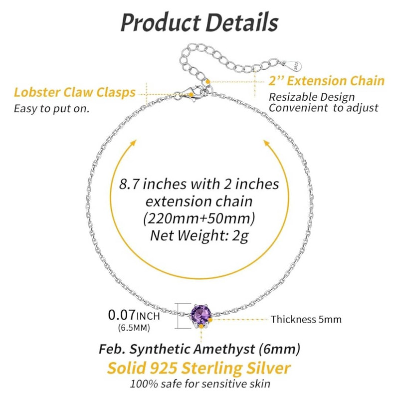 پابند نقره زنانه مدل سنگ آمیتیست