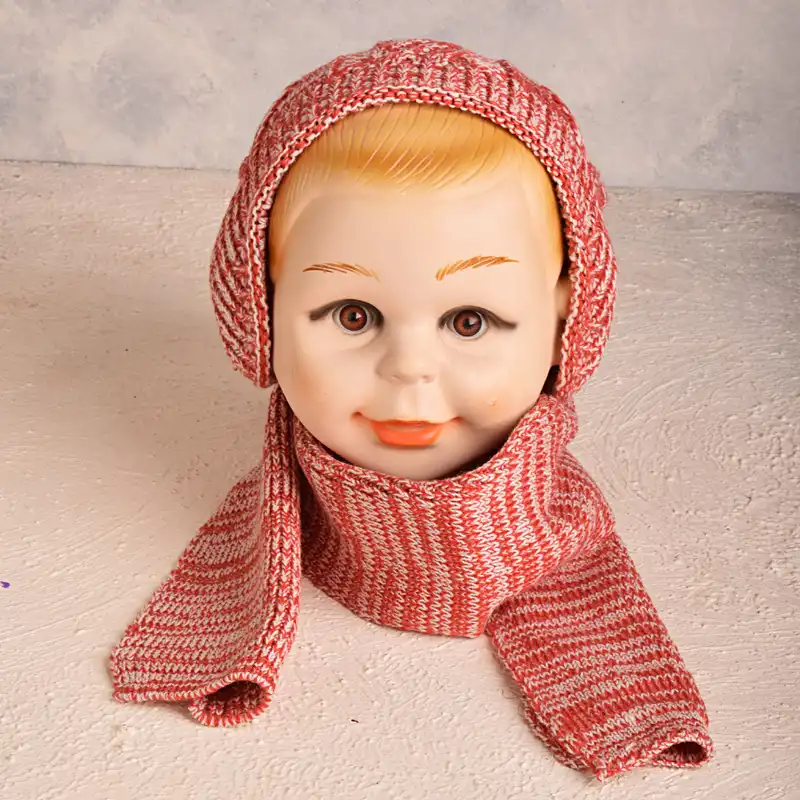 ست کلاه و شال گردن بافتنی بچگانه مدل S-006