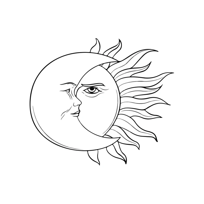 استیکر خودرو طرح خورشید و ماه کد 1140