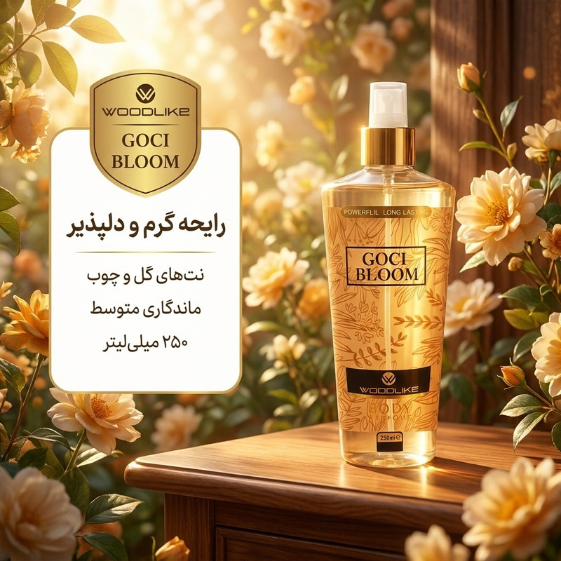 بادی اسپلش زنانه وودلایک مدل GOCI BLOOM حجم 250 میلی‌لیتر