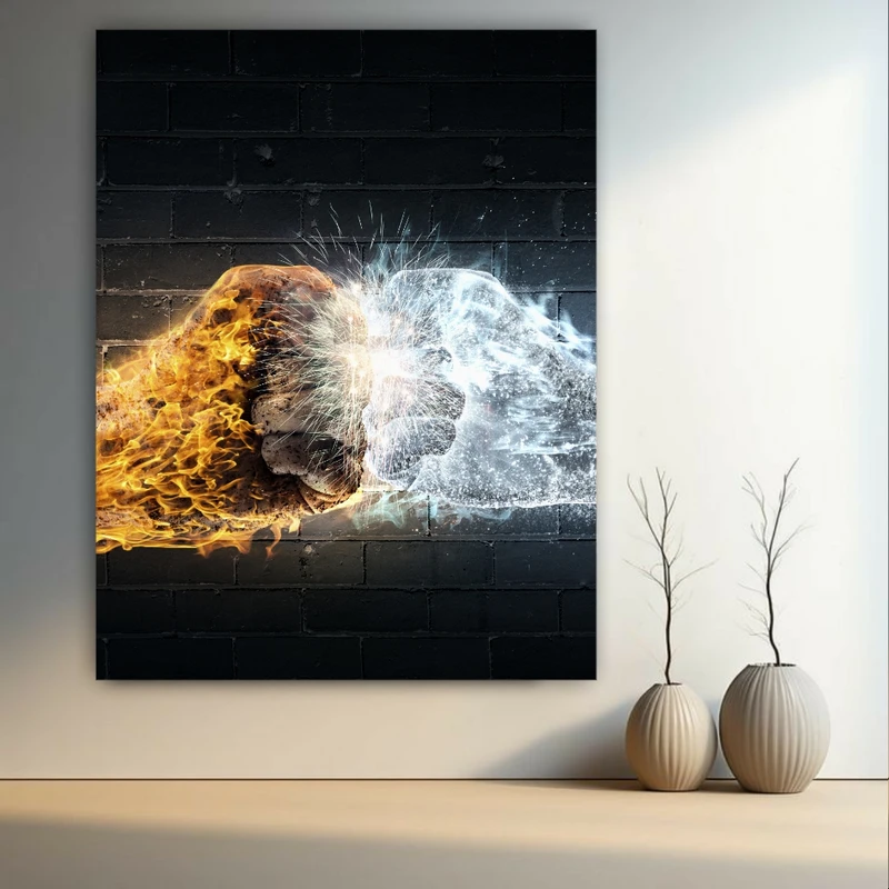  پوستر طرح مشت مدل یخی و آتشی کد FP104962