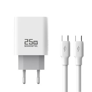 شارژر دیواری 25 وات سوموس تل مدل ُSUPER FAST CHARGE 25W Q30 به همراه کابل USB-C