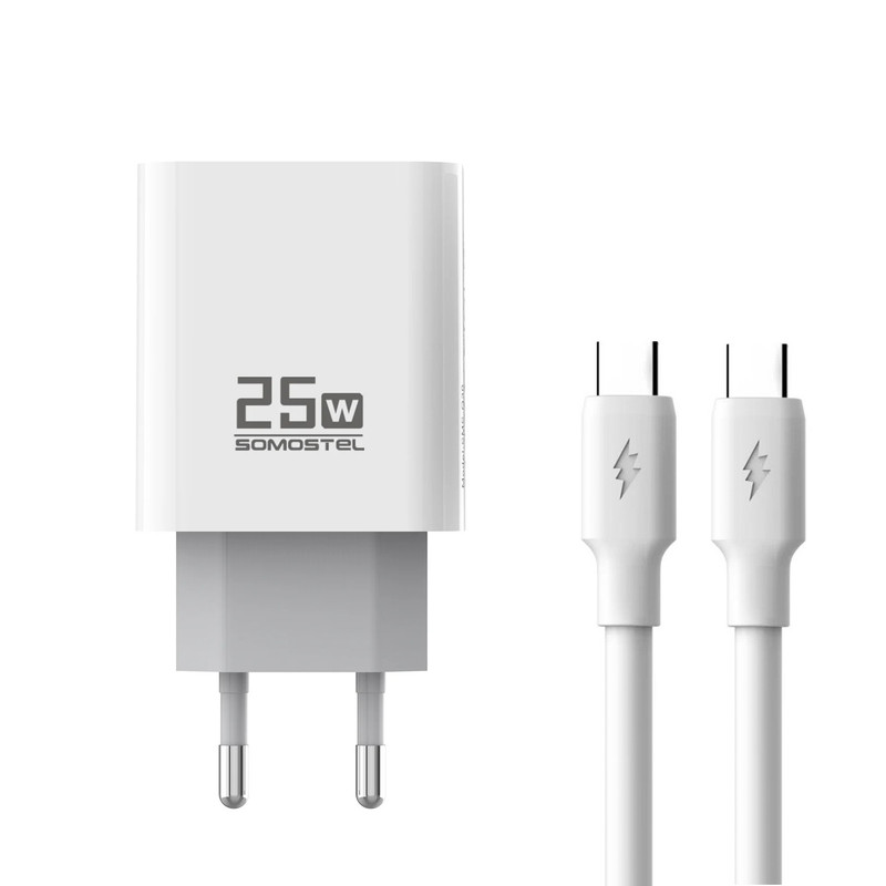 شارژر دیواری 25 وات سوموس تل مدل ُSUPER FAST CHARGE 25W Q30 به همراه کابل USB-C