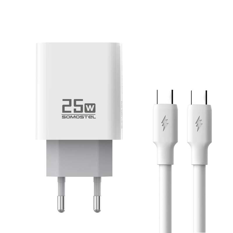 شارژر دیواری 25 وات سوموس تل مدل ُSUPER FAST CHARGE 25W Q30 به همراه کابل USB-C شارژر دیواری 25 وات سوموس تل مدل ُSUPER FAST CHARGE 25W Q30 به همراه کابل USB-C