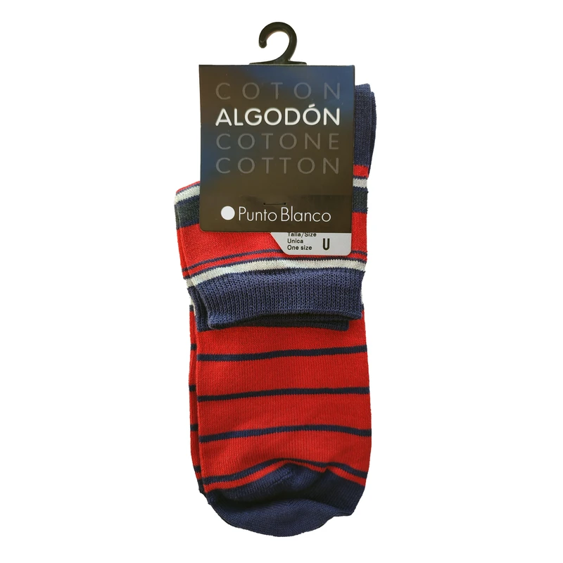 جوراب مردانه پونتو بلانکو مدل کتان آلگودون طرح دار کوتاه  599-00-74725