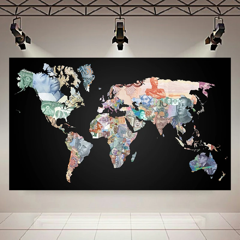 پوستر طرح نقشه جهان مدل اسکناس کد AR3060