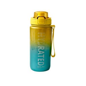 قمقمه ورزشی مدل Hydrated با ظرفیت 1000 میلیلیتر و بدنه شفاف، تکجداره و در کشویی