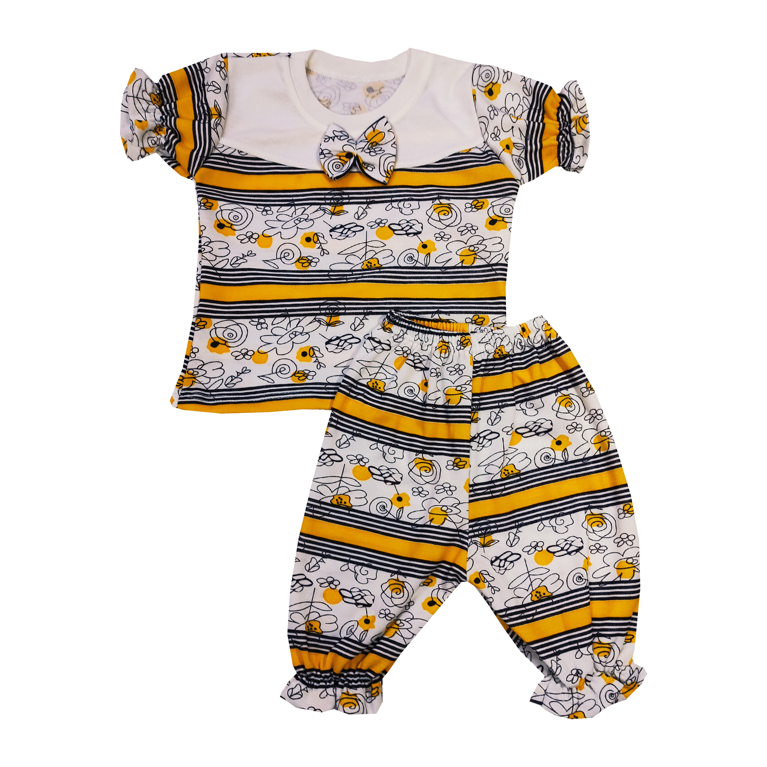 ست تی شرت و شلوار نوزادی مدل پاپیون کد 2