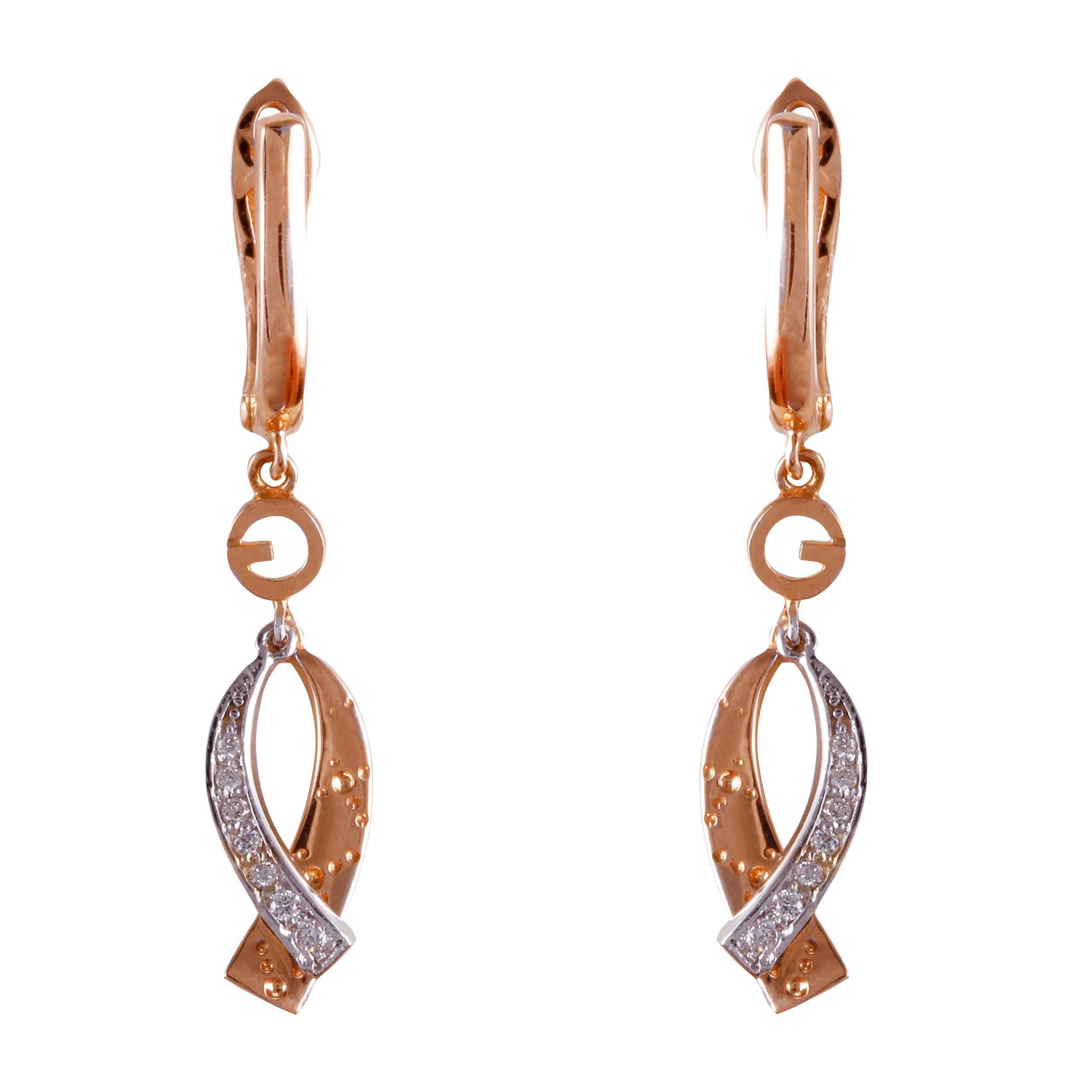 گوشواره طلا 18 عیار زنانه جواهری گاندی مدل 30642