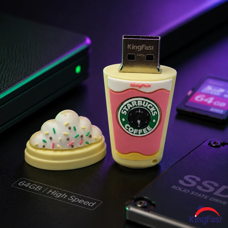 فلش مموری کینگ فست طرح فنجان قهوه مدل Starbucks Coffee Cup CF-11 ظرفیت 32 گیگابایت با رابط USB 3.0