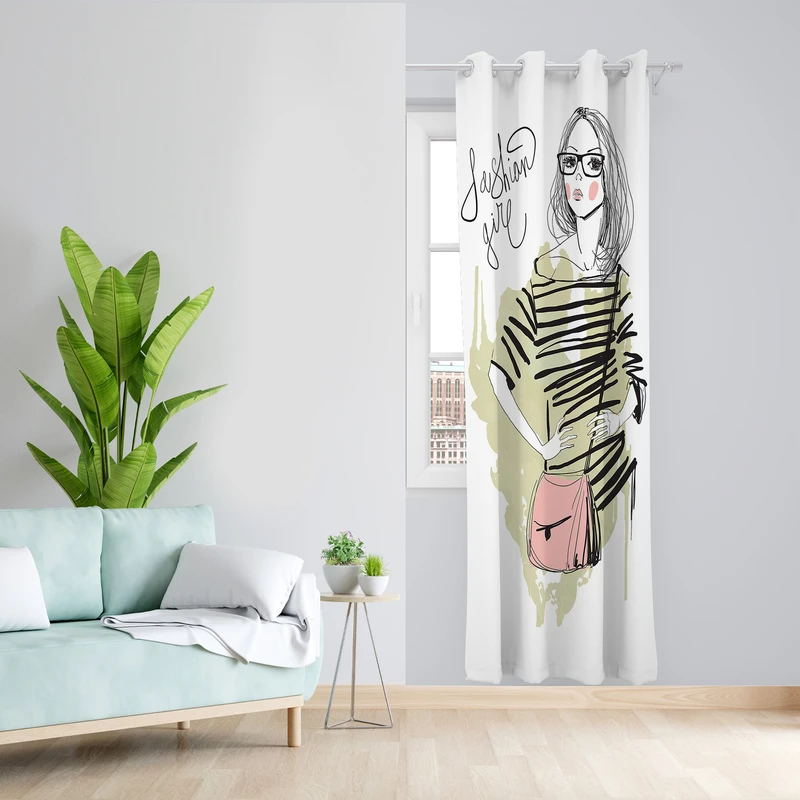 پرده طرح فانتزی مدل مخمل پانچی کد L 1191R Z سایز 140x200 سانتی متر