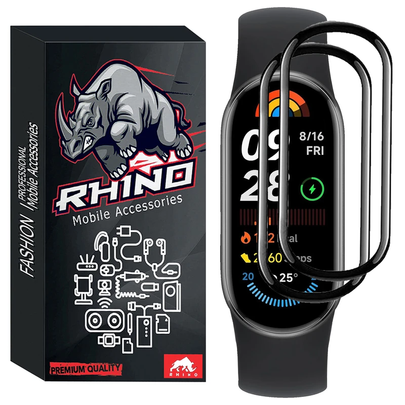 محافظ صفحه نمایش راینو مدل PMMA مناسب برای ساعت هوشمند شیائومی Mi Band 8 بسته 2 عددی